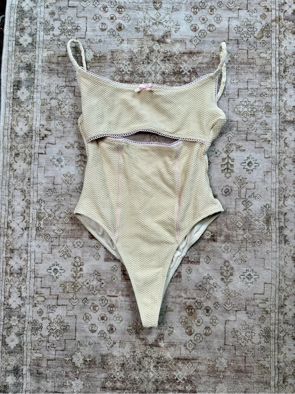 Frankies Bikinis Julianne Waffle Cheeky One Piece Swimsuit NWOT